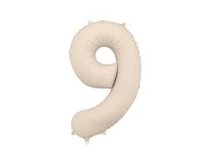 Balon foliowy Cyfra '9' 86 cm jasny beż