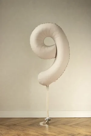 Balon foliowy Cyfra '9' 86cm jasny beż