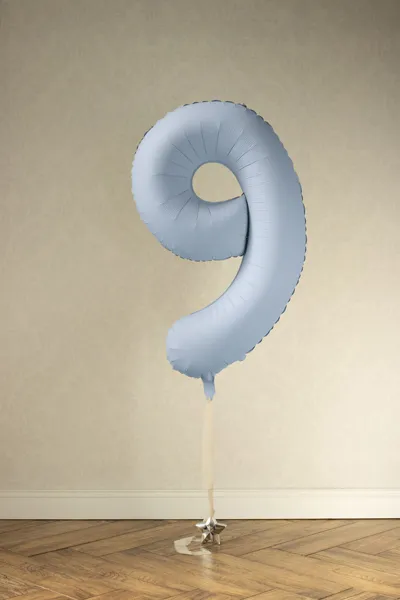 Balon foliowy Cyfra '9' 86cm mglisty niebieski