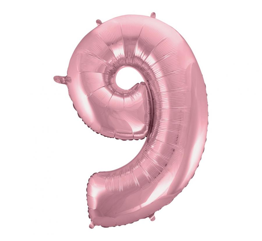 Balon foliowy Cyfra ''9'' 92 cm jasny różowy