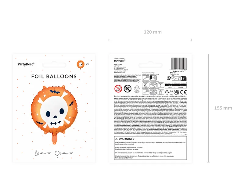 Balon foliowy Czaszka, 45cm