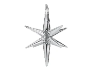 Balon foliowy Gwiazda 3D 105 cm srebrny