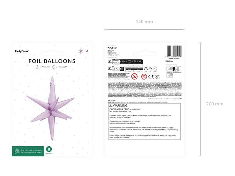 Balon foliowy Gwiazda 3D 70 cm, fioletowy