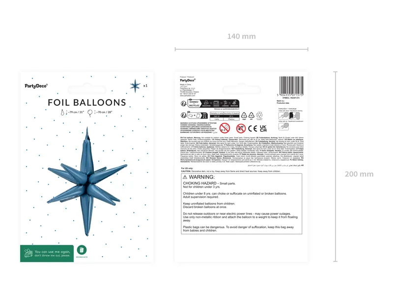 Balon foliowy Gwiazda 3D 70cm, granat