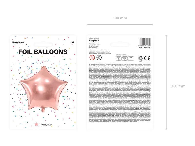 Balon foliowy Gwiazdka 70cm różowe złoto