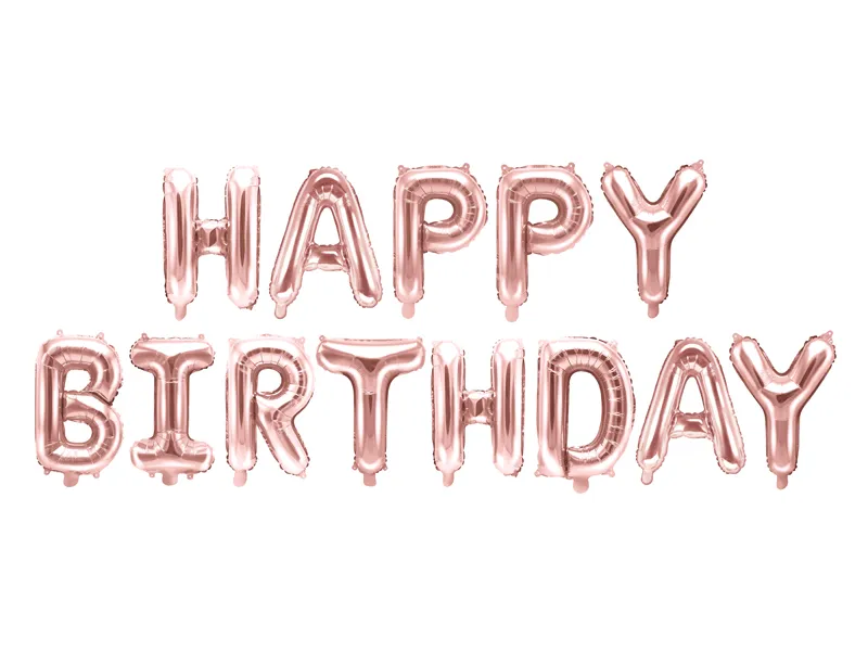 Balon foliowy Happy Birthday 340x35 cm różowe złoto