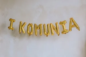 Balon foliowy ''I Komunia'' 260x40cm złoty