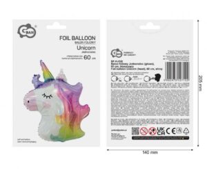 Balon foliowy Jednorożec 60cm głowa błyszczący