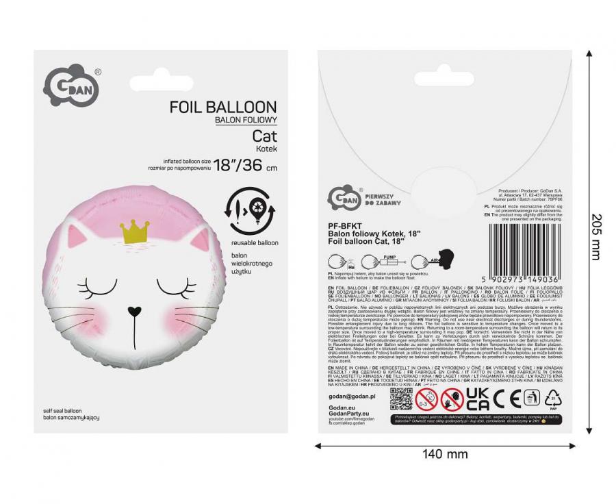 Balon foliowy Kotek 45cm okrągły