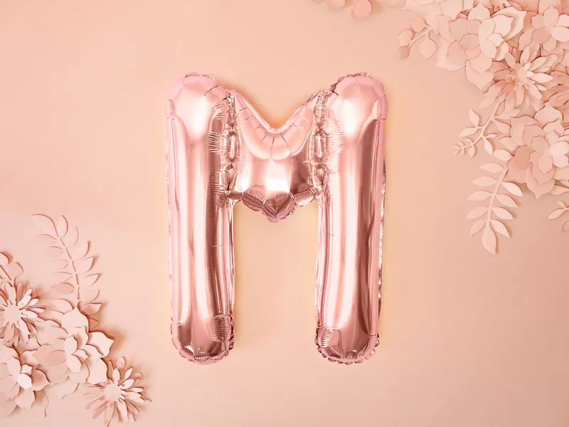 Balon foliowy Litera ''M'' 35 cm różowe złoto