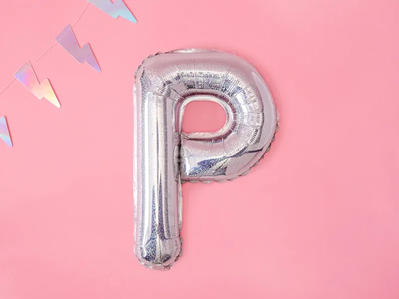 Balon foliowy Litera ''P'' 35 cm holograficzny