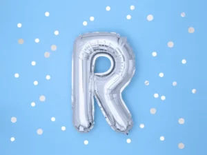Balon foliowy Litera ''R'' 35 cm srebrny