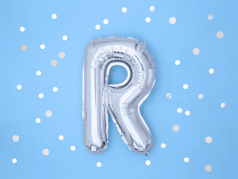 Balon foliowy Litera ''R'' 35 cm srebrny