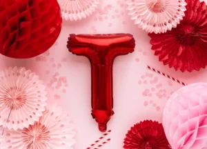 Balon foliowy Litera ''T'' 35cm czerwony