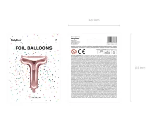 Balon foliowy Litera ''T'' 35 cm różowe złoto