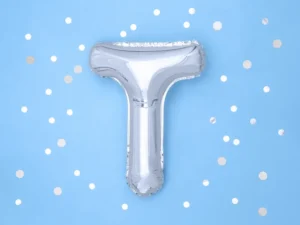 Balon foliowy Litera ''T'' 35 cm srebrny