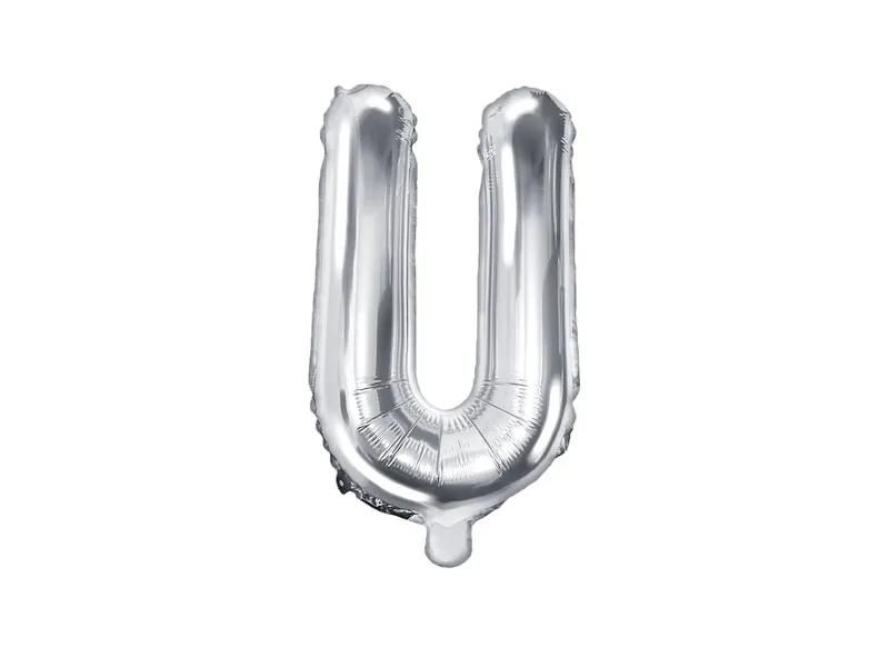 Balon foliowy Litera ''U'' 35 cm srebrny