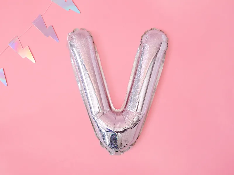Balon foliowy Litera ''V'' 35 cm holograficzny