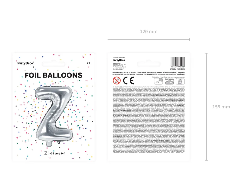 Balon foliowy Litera ''Z'' 35cm srebrna