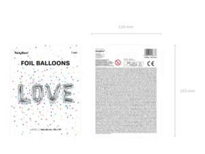 Balon foliowy Love 140x35cm srebrny