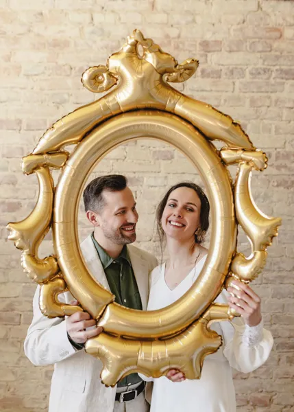 Balon foliowy Ramka 78x95 cm, złoty