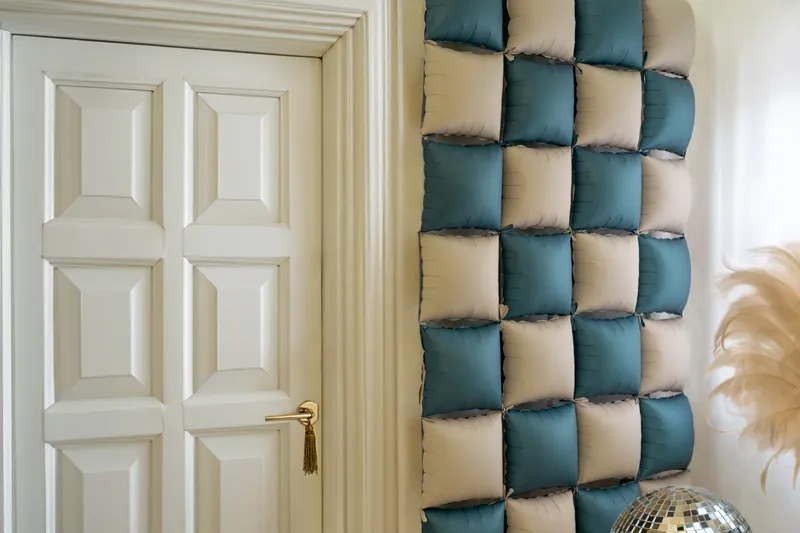 Balon foliowy kurtyna dwustronna, Kwadrat beżowo-granatowy 35 x 35 cm