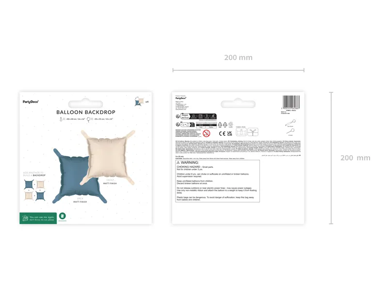 Balon foliowy kurtyna dwustronna Kwadrat, beżowo-granatowy 35 x 35cm