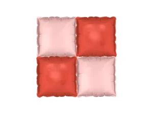 Balon foliowy, kurtyna dwustronna Kwadrat, różowo-czerwony 35 x 35cm (1 op. : 4 szt.)