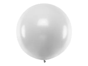 Balon okrągły 1 m Metallic Silver Snow