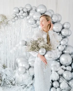 Balon okrągły Glossy 60cm srebrny