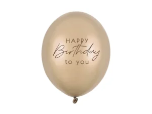 Balony 30 cm, Happy Birthday Metallic Cold Gold