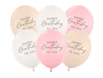 Balony 30 cm, Happy Birthday mix różowy