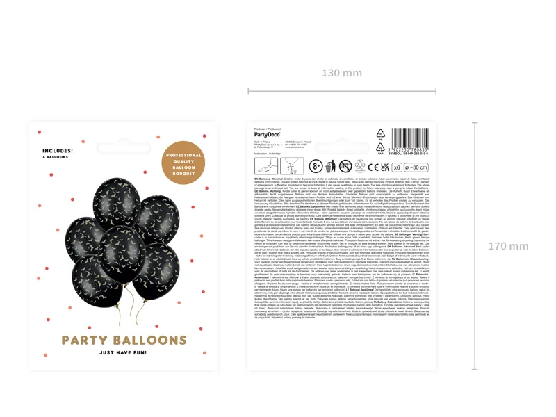 Balony 30 cm Nietoperze, Pastel Black