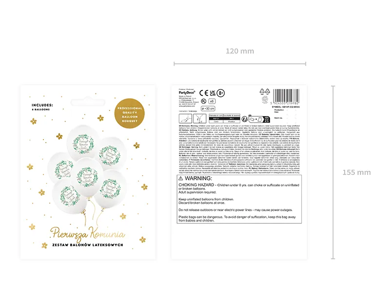 Balony 30 cm, Pierwsza Komunia Święta Pastel White