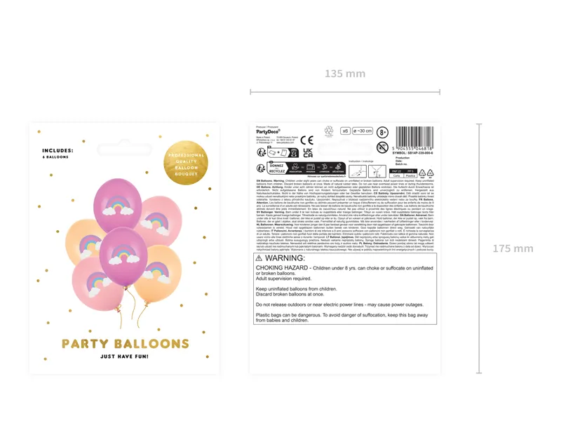 Balony 30 cm, Tęcza mix