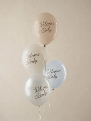 Balony 30 cm, Welcome Baby mix niebieski