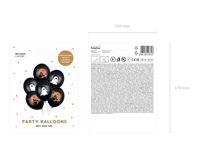 Balony 30 cm, Duszek Pastel Black