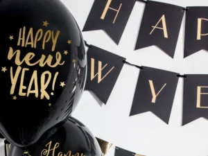 Balony 30cm Happy New Year Pastel Black
