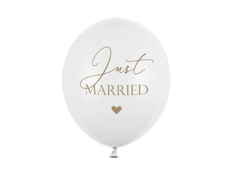 Balony 30 cm Just Married Pastel Pure White