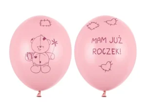 Balony 30 cm Miś mam już Roczek Pastel Pink