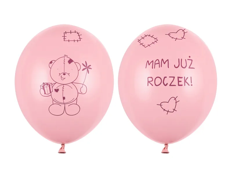 Balony 30 cm Miś mam już Roczek Pastel Pink