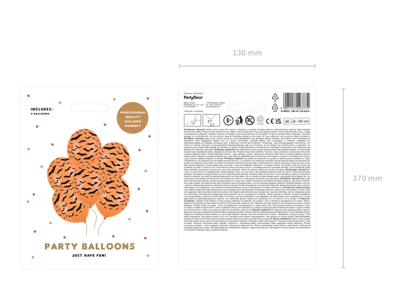Balony 30cm Nietoperze Pastel Mandarin Orange