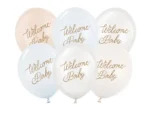 Balony 30cm Welcome Baby, mix niebieski