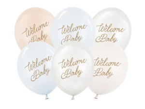 Balony 30cm Welcome Baby, mix niebieski