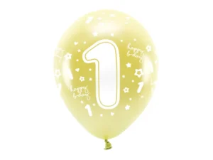 Balony Eco 33cm Cyfra '' 1 '' jasny złoty