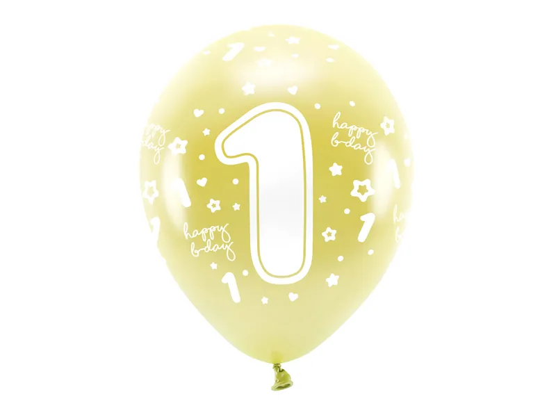 Balony Eco 33cm Cyfra '' 1 '' jasny złoty