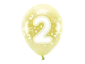 Balony Eco 33cm Cyfra '' 2 '' jasny złoty