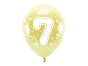 Balony Eco 33cm Cyfra '' 7 '' jasny złoty