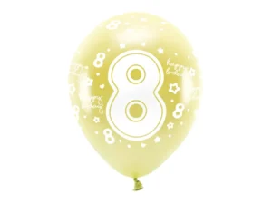 Balony Eco 33cm Cyfra '' 8 '' jasny złoty