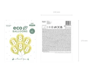 Balony Eco 33 cm Cyfra '' 8 '' jasny złoty